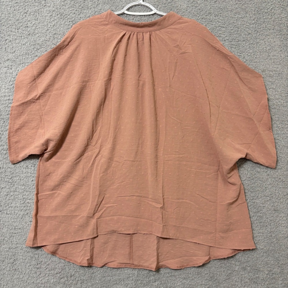 Minimalist Casual Everyday Textured Blouse Dusty Rose‎ Relaxed Lightweight 3XL